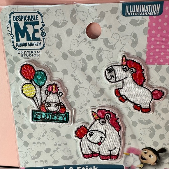 Despicable Me Minions Fluffy Unicorn Patches set of 3 NWT - Picture 2 of 5